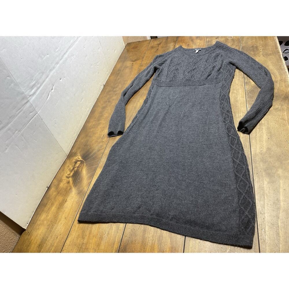Ibex Arranmore Women's 100% Merino Wool Sweater Dress Gray Size Medium